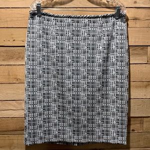 Calvin Klein Abstract Black and White Pencil Skirt Size 14